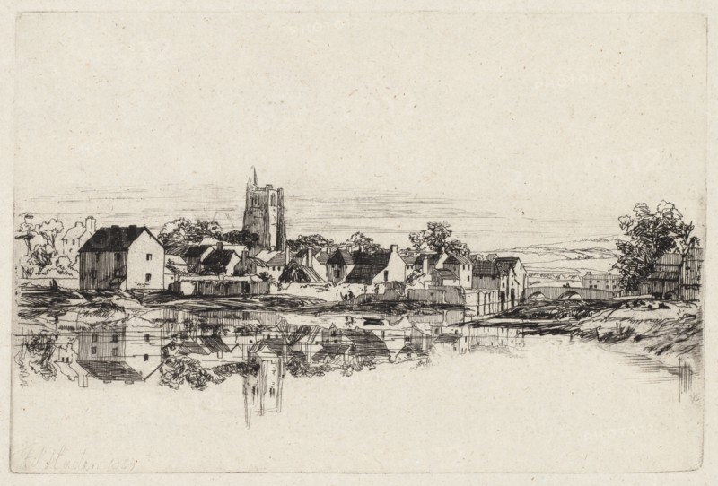 Kidwelly Town, 1859. Creator: Francis Seymour Haden (British, 1818-1910).