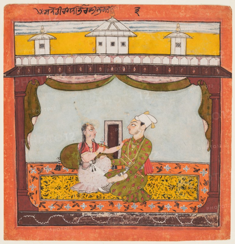 King and Queen in Zenana: Sandehi Ragini, Wife of Bhairava..., c1690-95. Creator: Unknown.
