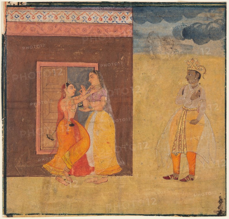 Krishna Abhisarika Nayika, from a Rasikapriya manuscript, c. 1615-25. Creator: Unknown.