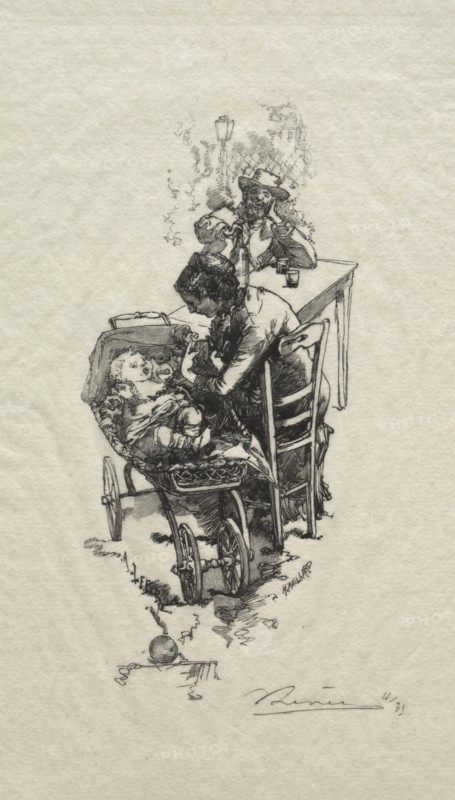 La femme au berceau. Creator: Auguste Louis Lepère (French, 1849-1918).