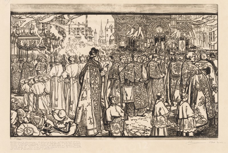 La Procession de la Fête-Dieu à Nantes, 1901. Creator: Auguste Louis Lepère (French, 1849-1918).