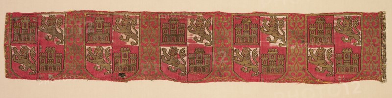 Lampas with heraldry of Castile and León, from a royal Christian robe, 1200-1325. Creator: Unknown.