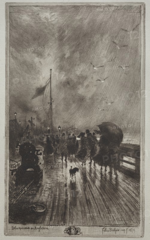 Landing in England, 1879. Creator: Félix Hilaire Buhot (French, 1847-1898).