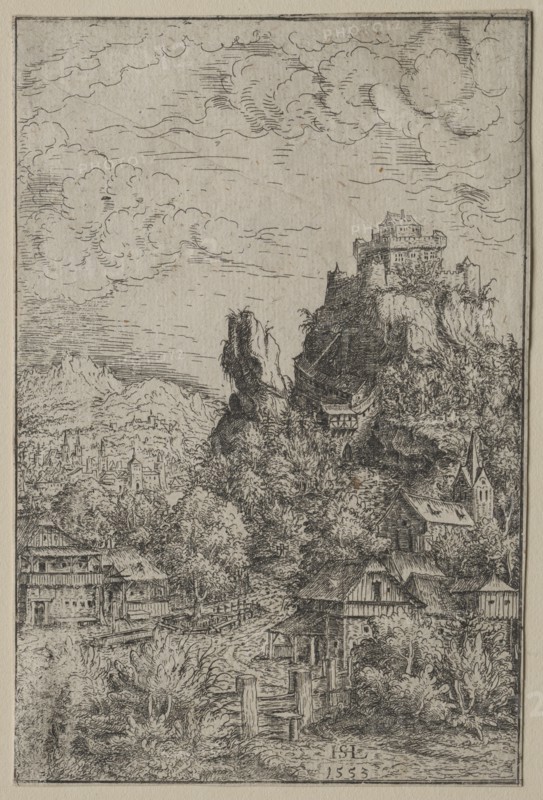 Landscape with a Castle, 1553. Creator: Hanns Lautensack (German, 1524-1566).