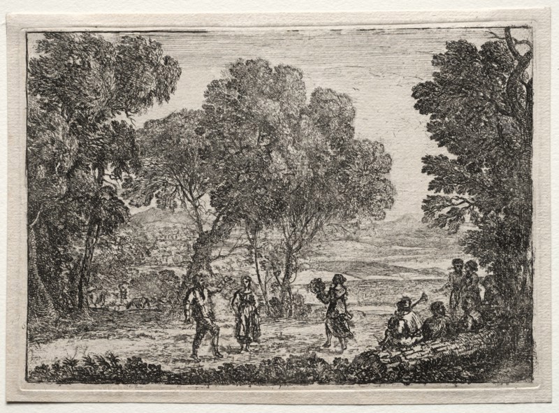 Landscape with a Country Dance (Small Plate), c. 1637. Creator: Claude Lorrain (French, 1604-1682).