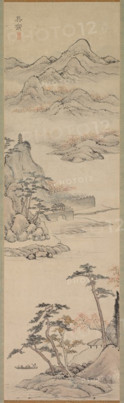 Landscape with Boaters, late 18th-early 19th century. Creator: Kenkado Kimura (Japanese, 1736-1802).