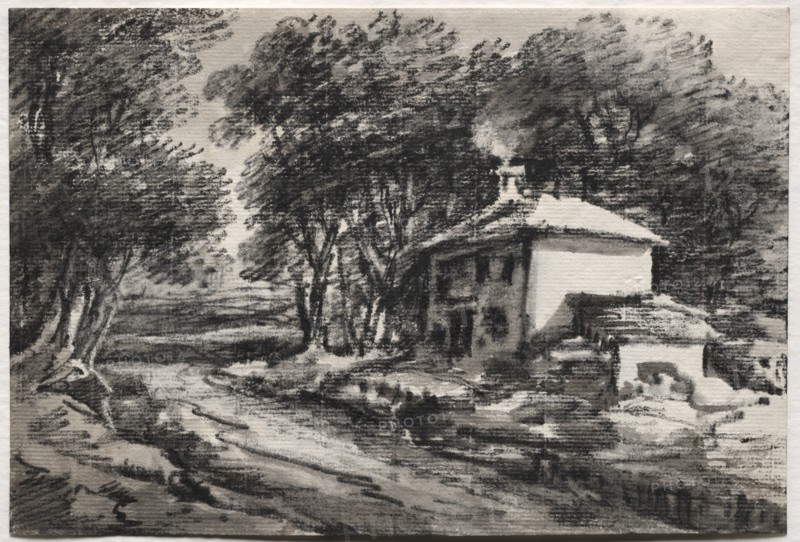 Landscape with Cottage (recto), c. 1820s. Creator: Thomas Monro (British, 1759-1833).