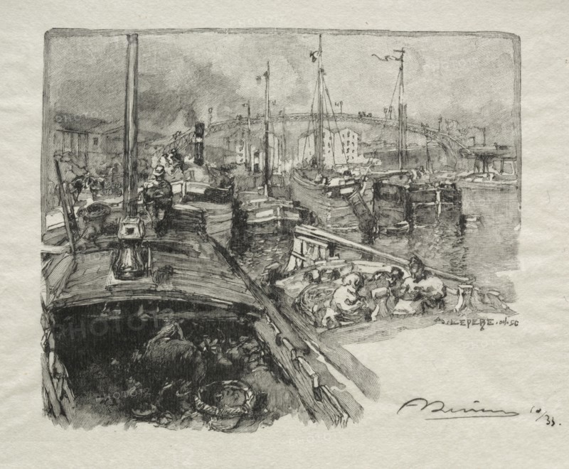 Le Bassin de la Villette. Creator: Auguste Louis Lepère (French, 1849-1918).