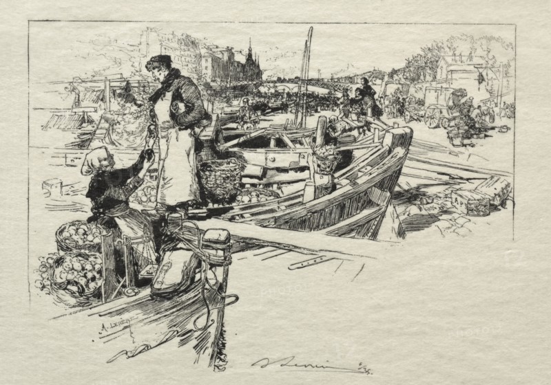 Le Marché aux Pommes, No. 1. Creator: Auguste Louis Lepère (French, 1849-1918).
