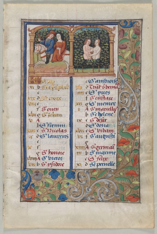 Leaf from a Book of Hours: Calendar Page for May (recto), c. 1510. Creator: Unknown.