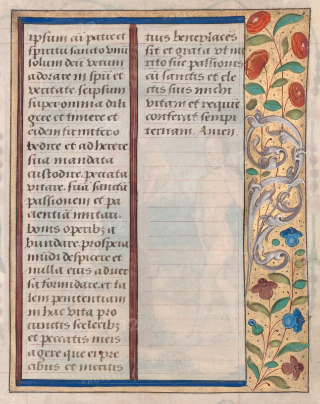 Leaf from a Book of Hours: Text with Illustrated Border (verso), c. 1510. Creator: Unknown.