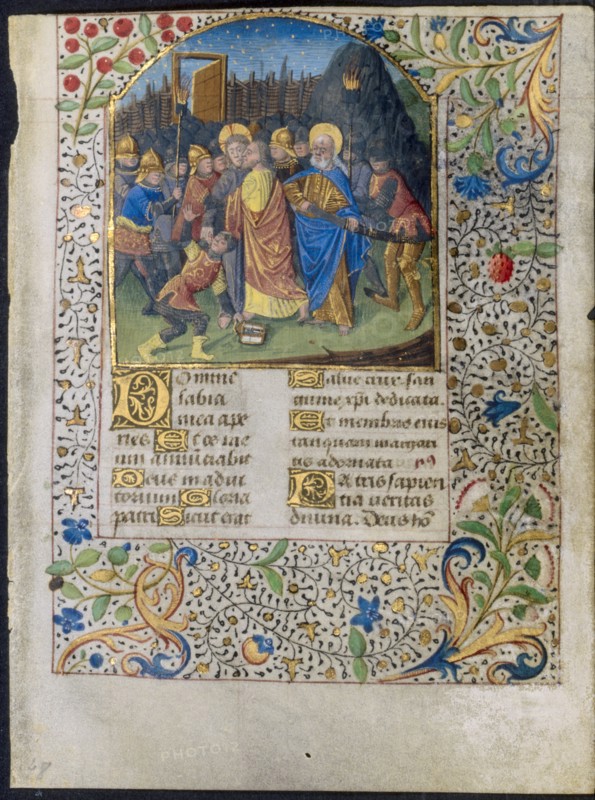 Leaf from a Book of Hours: The Betrayal of Christ, c. 1470-1485. Creator: Maître François (French), circle of.