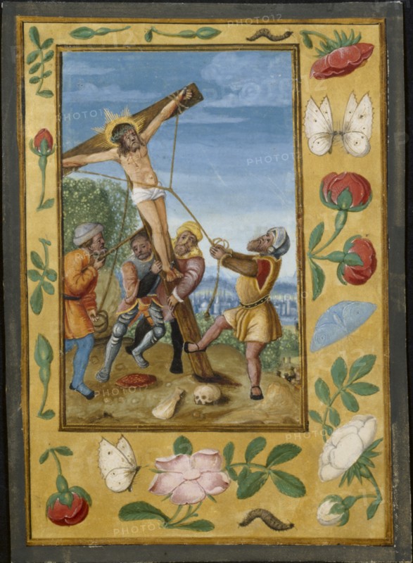 Leaf from a Book of Hours: The Raising of the Cross, c. 1510-1520. Creator: Unknown.