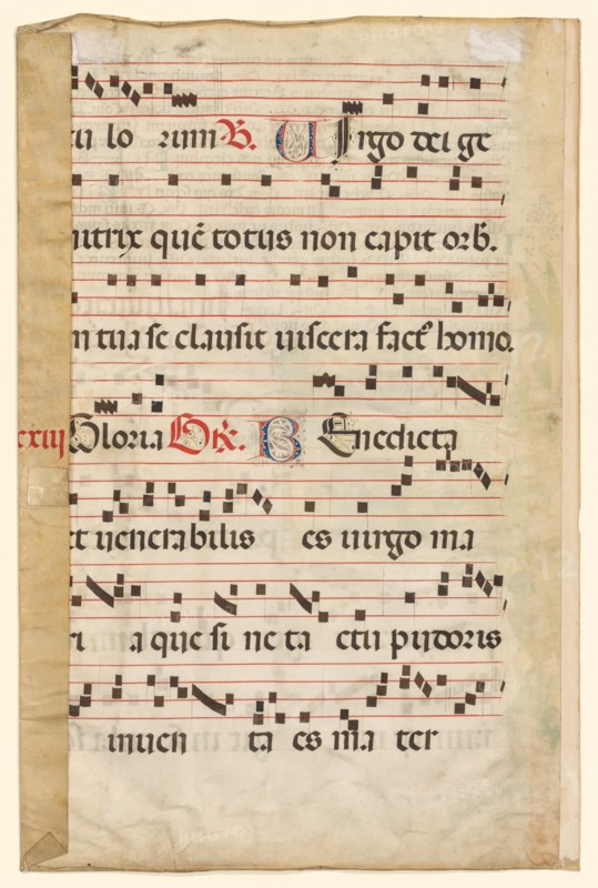 Leaf from a Gradual with Music (verso), c. 1420-1450. Creator: Unknown.