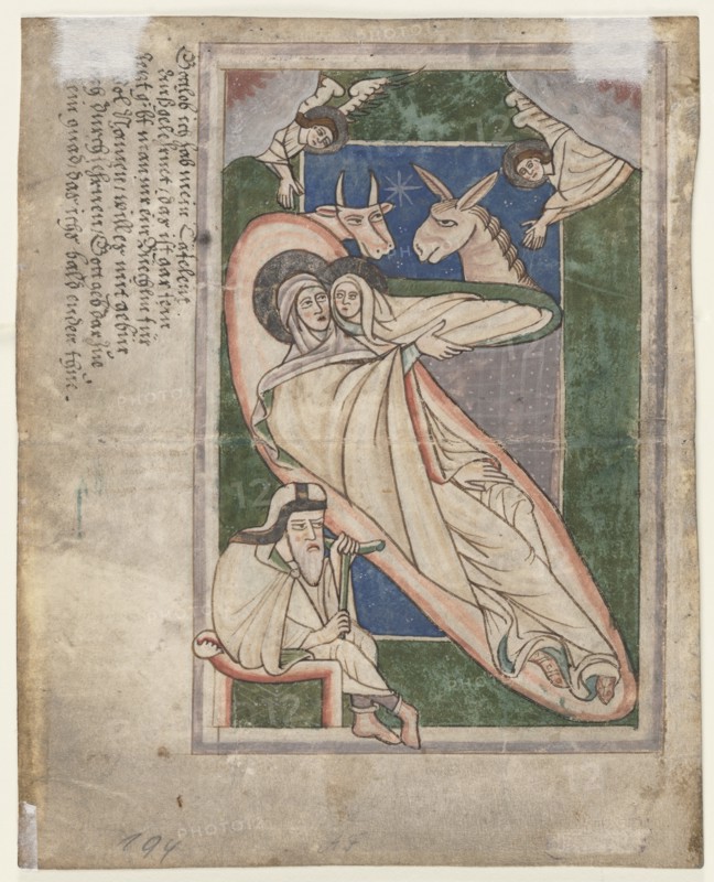 Leaf from a Psalter: Nativity (verso), early 1200s. Creator: Unknown.