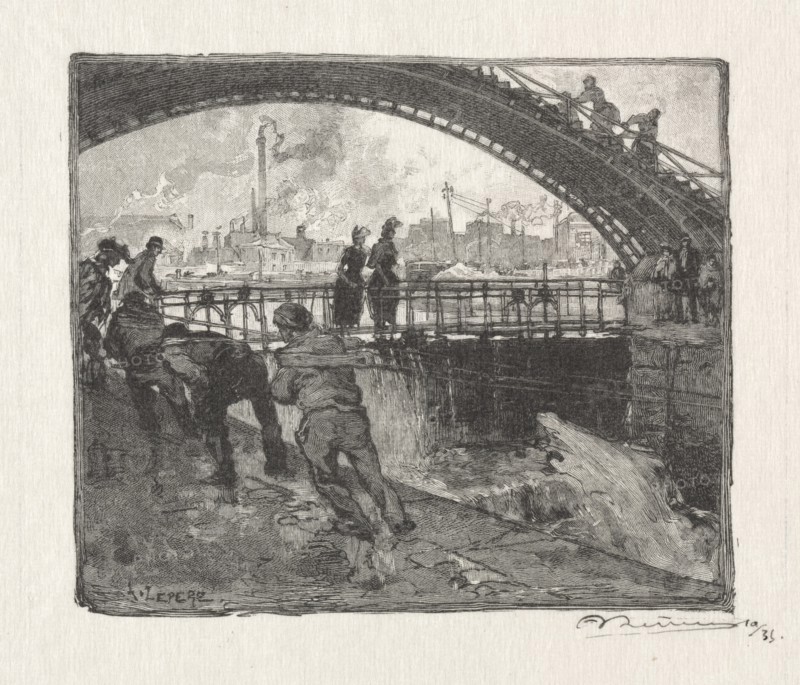 LEcluse du Canal St. Martin, 1890. Creator: Auguste Louis Lepère (French, 1849-1918).