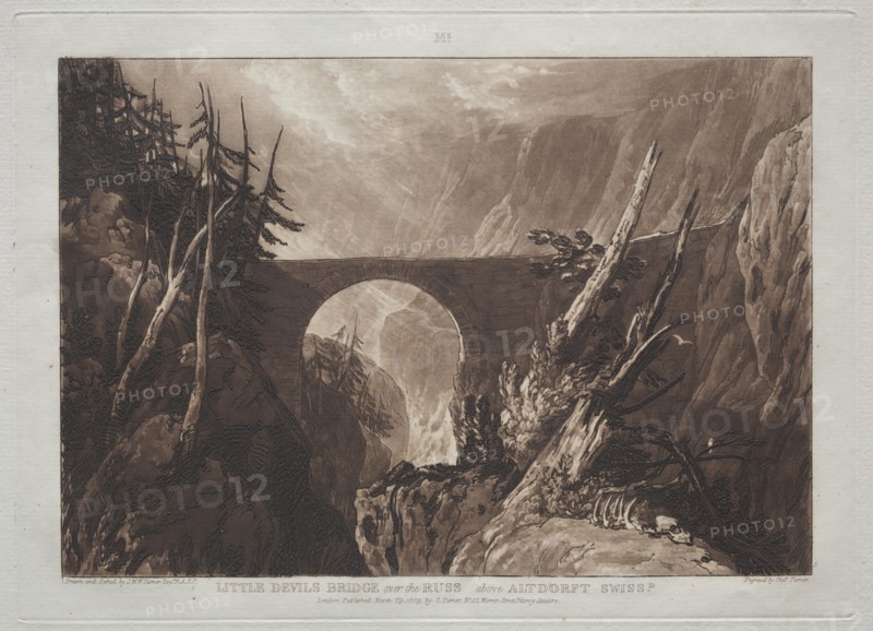 Liber Studiorum: Little Devil's Bridge over the Russ, above Altdorft, Swiss. Creator: Joseph Mallord William Turner (British, 1775-1851).