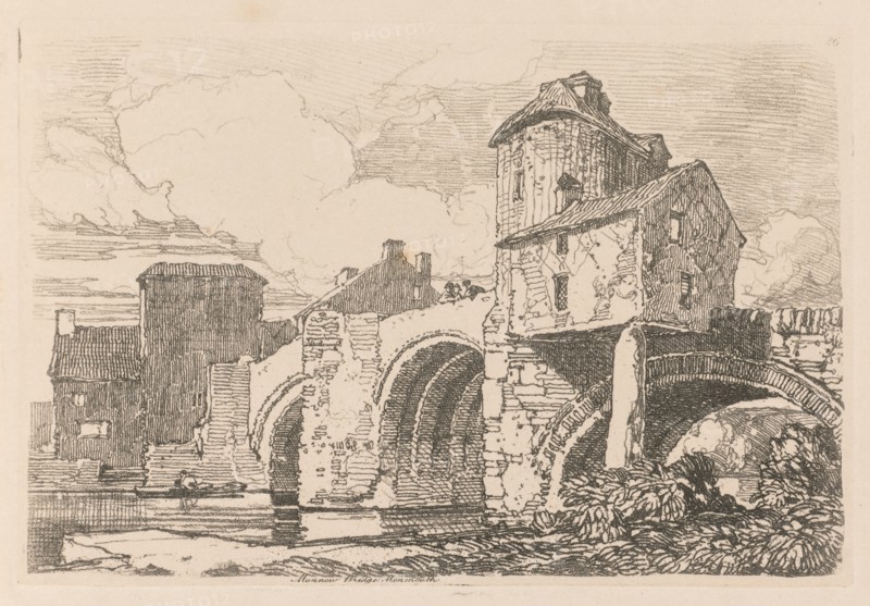 Liber Studiorum: Plate 26, Monnow Bridge, Monmouthshire, 1838. Creator: John Sell Cotman (British, 1782-1842).