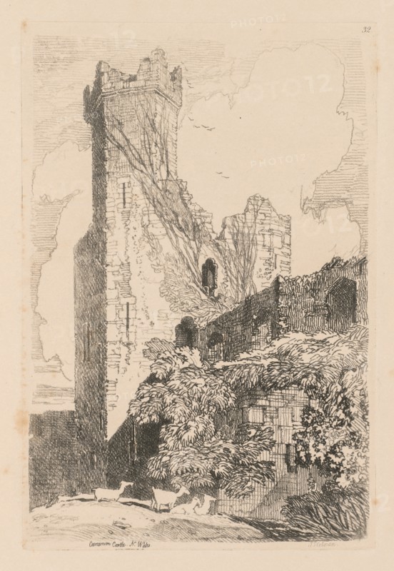 Liber Studiorum: Plate 32, Caernarvon Castle, N. Wales, 1838. Creator: John Sell Cotman (British, 1782-1842).