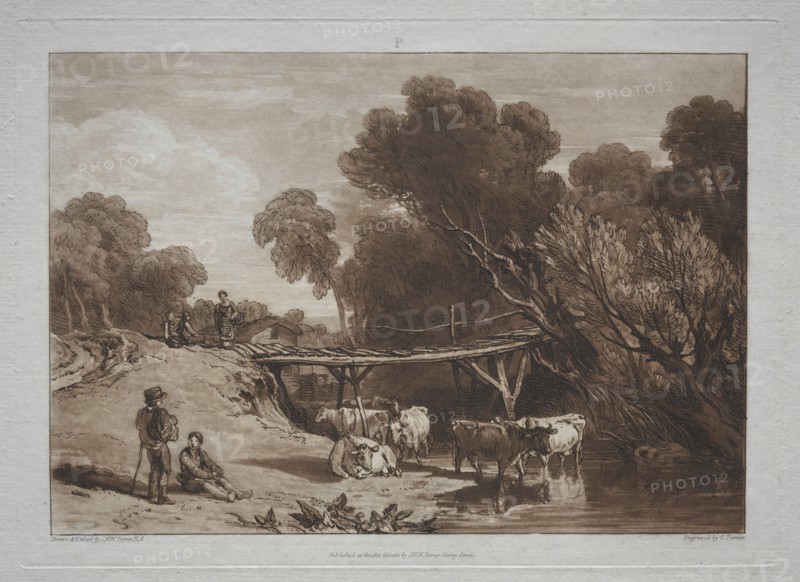 Liber Studiorum: The Bridge and Cows. Creator: Joseph Mallord William Turner (British, 1775-1851).