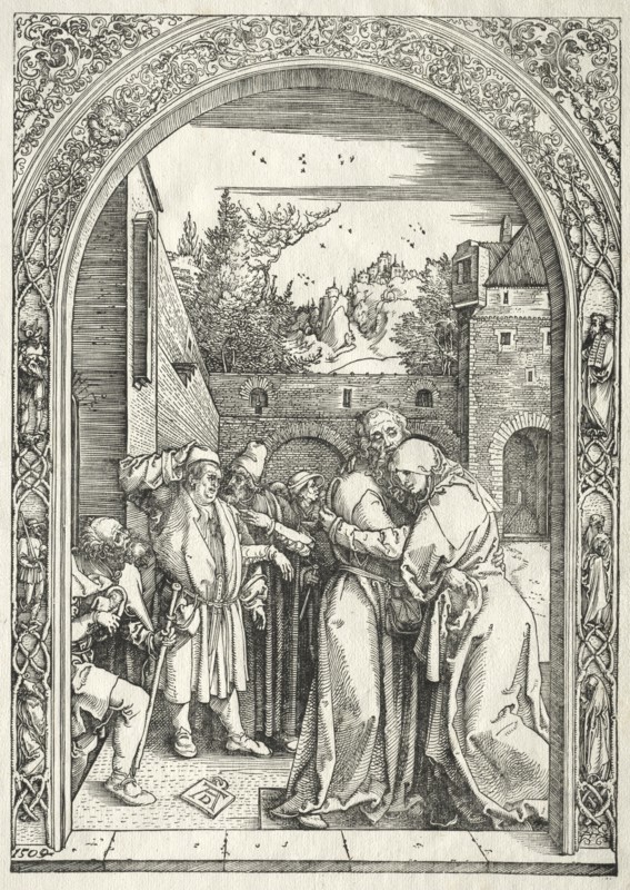 Life of the Virgin: Joachim and Anna Embracing under the Golden Gate, 1504-1505. Creator: Albrecht Dürer (German, 1471-1528).