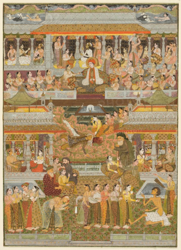 Lovers and beloveds: A composite of scenes from Persian, Urdu, and Sanskrit literature, c. 1735. Creator: Chitarman II (Indian, c. 1680-?. 1750).