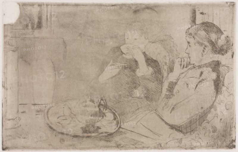 Lydia and her Mother at Tea, c. 1880. Creator: Mary Cassatt (American, 1844-1926).