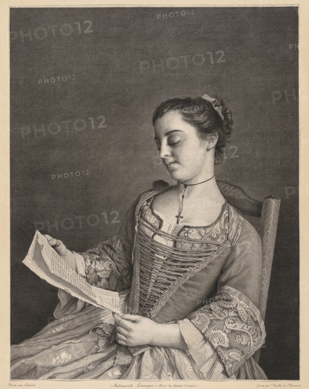 Mademoiselle Lavergne Reading. Creator: Jean Daulle (French, 1703-1763).