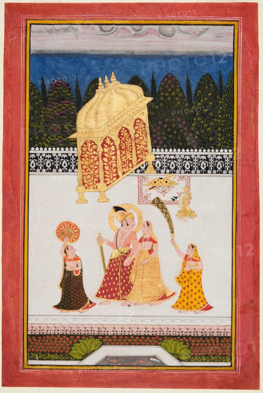 Maharana Ari Singh (c. 1761-73) and his consort on a terrace, c. 1761. Creator: Unknown.