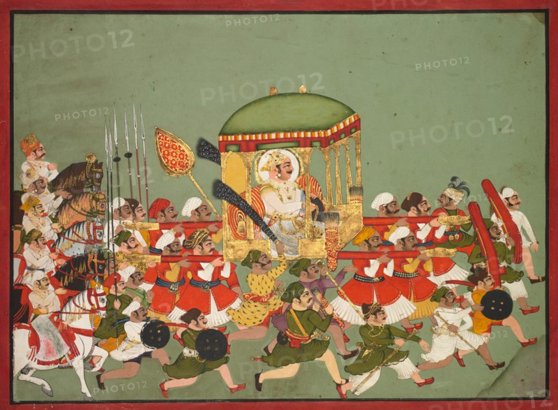 Maharao Chattar Sal (reigned 1758-64) of Kota in a Palanquin, c. 1760. Creator: Unknown.