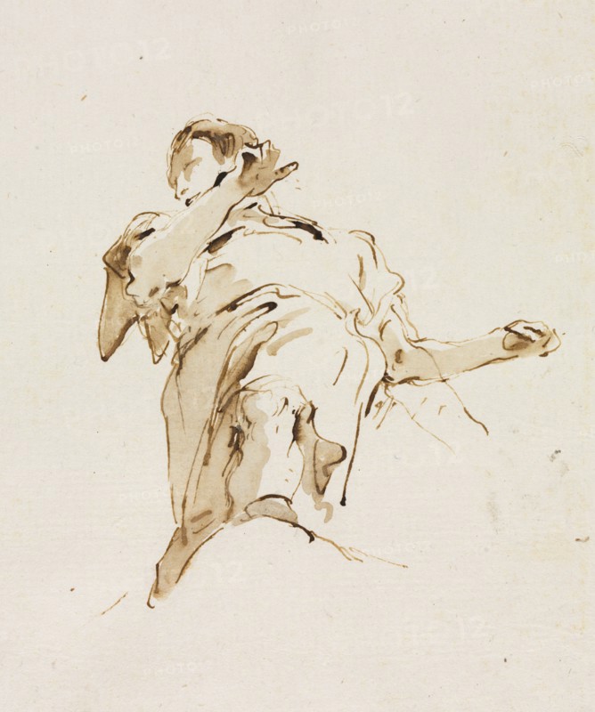 Male(?) Figure Seen from Below, c. 1740s. Creator: Giovanni Battista Tiepolo (Italian, 1696-1770).