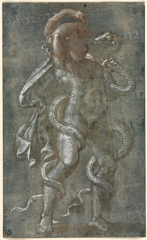 Man Entwined by Two Snakes, c. 1527. Creator: Giovanni Antonio da Pordenone (Italian, 1483/84-1539), attributed to.