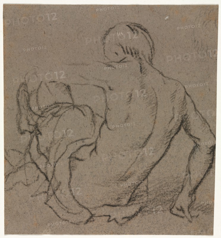Man Seated on the Ground, Seen from Behind (recto), 1500s. Creator: Unknown.