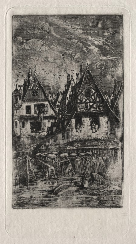 Marketplace with Parasols, 1866. Creator: Rodolphe Bresdin (French, 1822-1885).