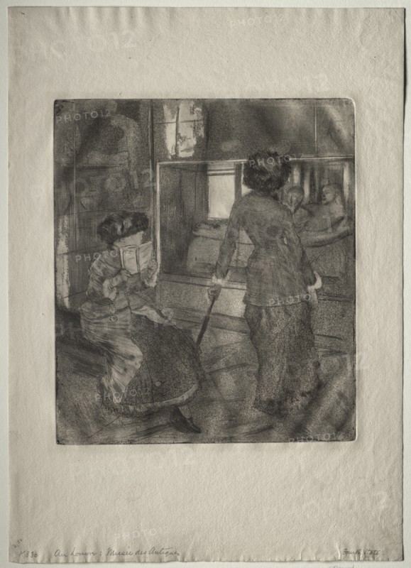 Mary Cassatt at the Louvre: The Etruscan Gallery, 1879-1880. Creator: Edgar Degas (French, 1834-1917).