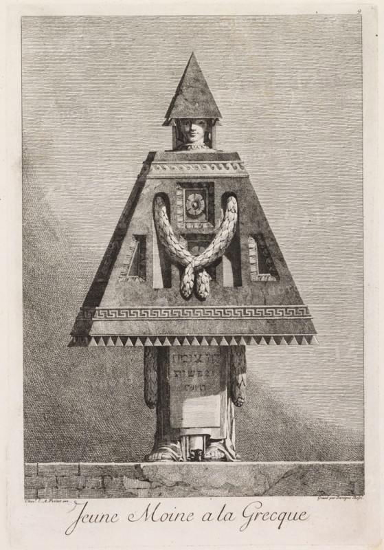 Mascarade à la Grecque: Jeune moine à la Grecque (Plate 9) , 1771. Creator: Benigno Bossi (Italian, 1727-1792).