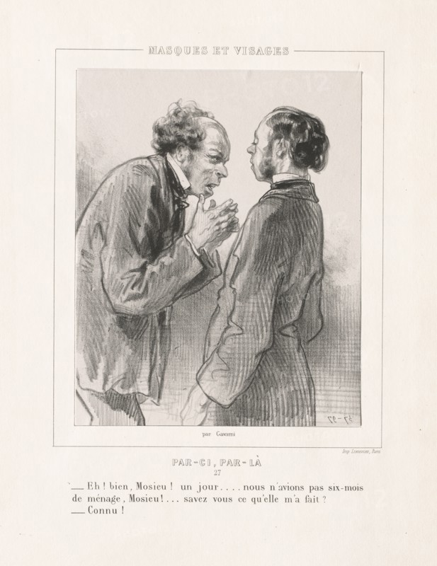 Masques et Visages: Par-ci, Par-la, 1850s. Creator: Paul Gavarni (French, 1804-1866).