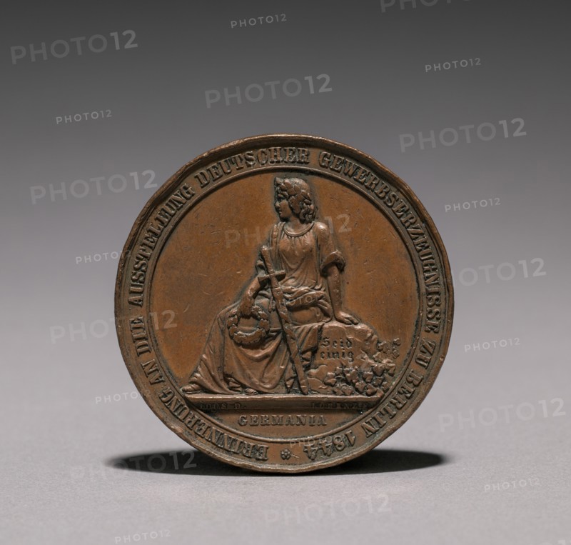 Medal Commemorating the Exhibition of Textiles, Berlin, 1844 (obverse), 1844. Creator: Emil Schilling (German).