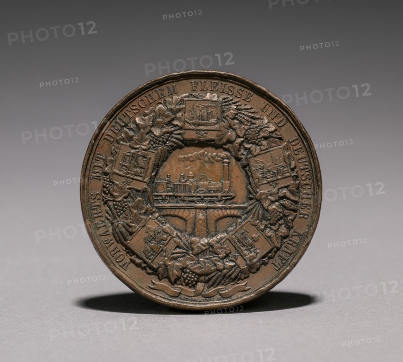 Medal Commemorating the Exhibition of Textiles, Berlin, 1844 (reverse), 1844. Creator: Emil Schilling (German).