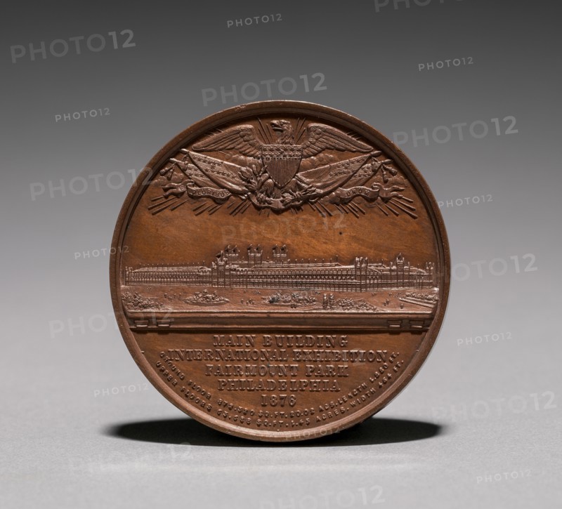 Medal: Commemorating the Centennial International Exhibition, 1876 (reverse), 1876. Creator: Unknown.
