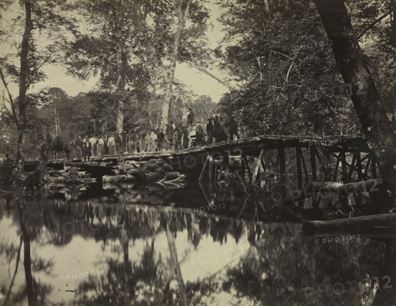 Military Bridge, Across the Chickahominy, Virginia, 1862. Creator: David B. Woodbury (American, 1866).