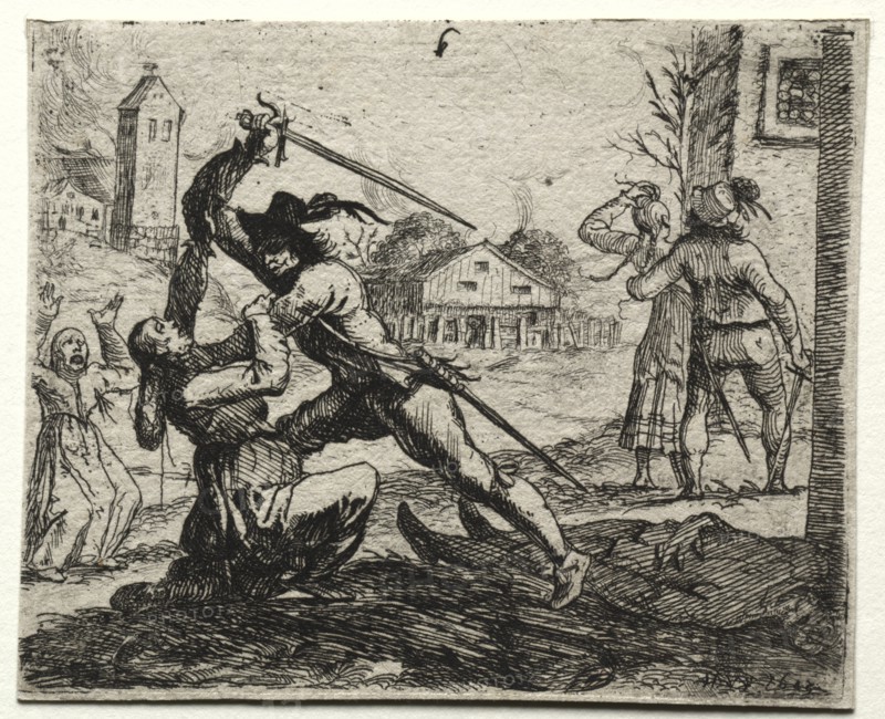 Military Subjects: Two Soldiers Pursuing Women in a Village. Creator: Hans Ulrich Franckh (German, 1603-1680).
