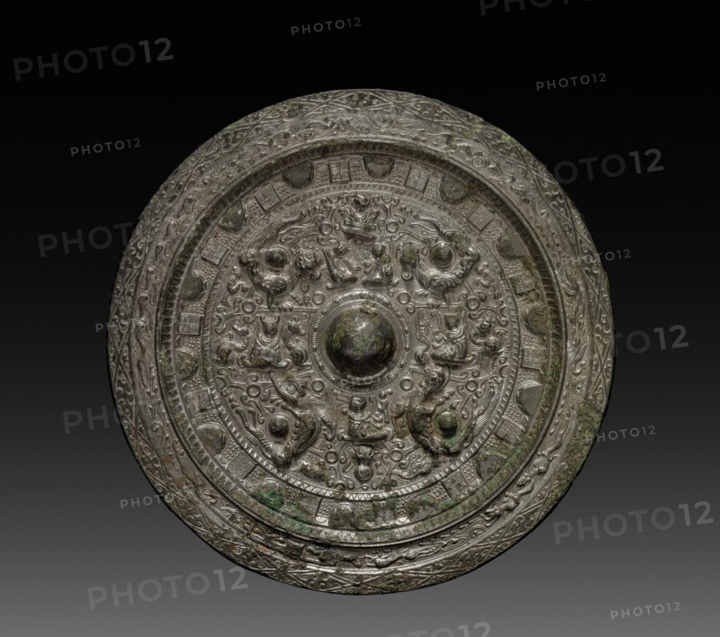 Mirror with Xiwangmu, c. 317-400. Creator: Unknown.