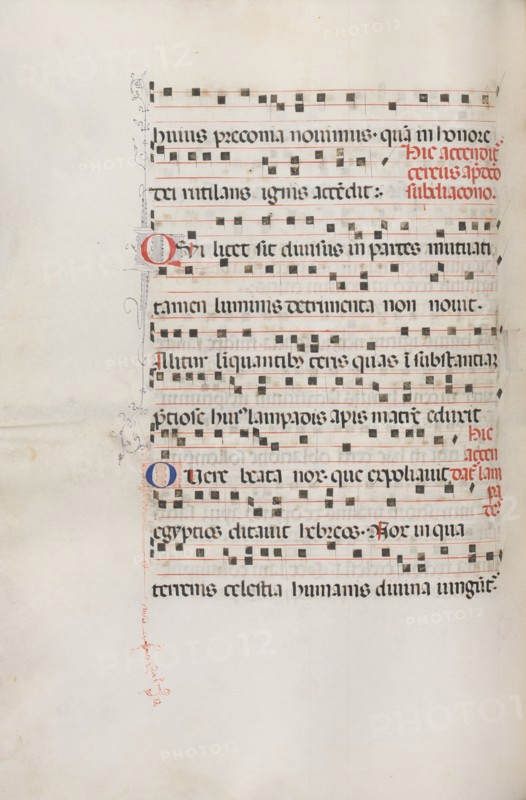 Missale: Fol. 156v: Music for "Exultet", 1469. Creator: Bartolommeo Caporali (Italian, c. 1420-1503).