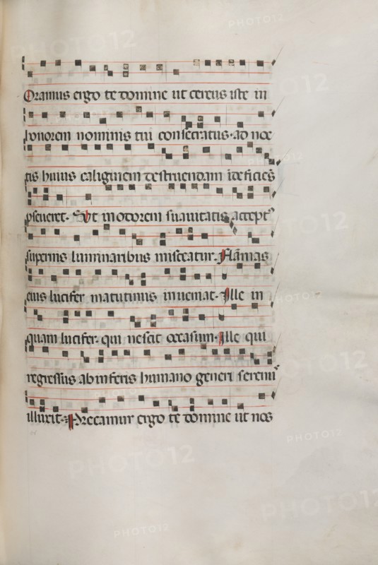 Missale: Fol. 157: Music for "Exultet", 1469. Creator: Bartolommeo Caporali (Italian, c. 1420-1503).