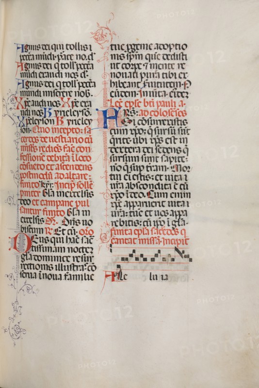 Missale: Fol. 171: Music for "Alleluia" etc. at beginning of Easter, 1469. Creator: Bartolommeo Caporali (Italian, c. 1420-1503).