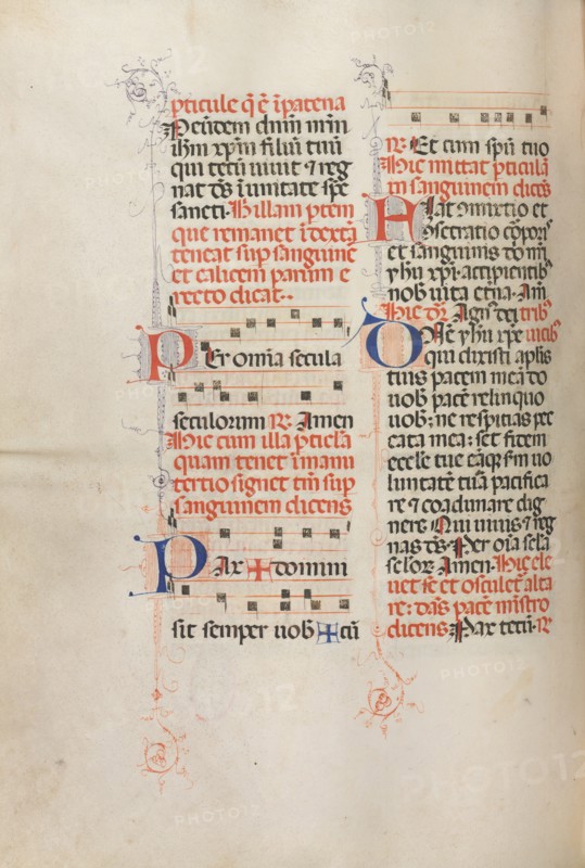 Missale: Fol. 190v: Music for various prayers, 1469. Creator: Bartolommeo Caporali (Italian, c. 1420-1503).
