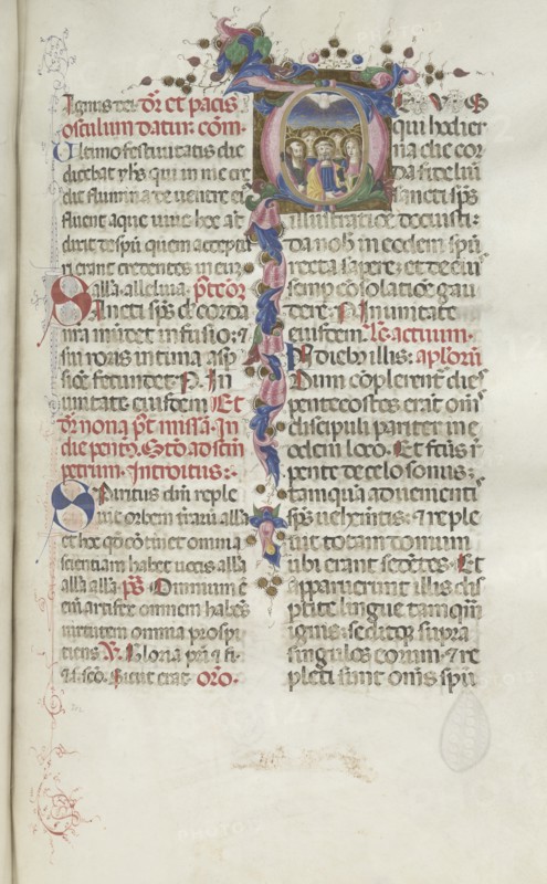 Missale: Fol. 214: Pentecost, 1469. Creator: Bartolommeo Caporali (Italian, c. 1420-1503).