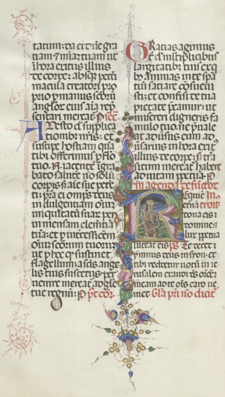 Missale: Fol. 387v: Death represented as a Skeleton with a Sickle, 1469. Creator: Bartolommeo Caporali (Italian, c. 1420-1503).
