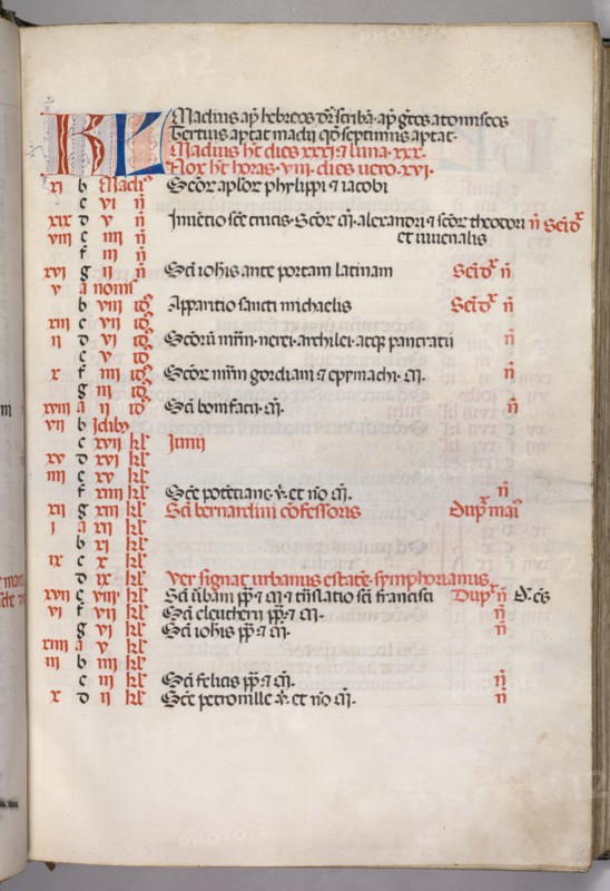 Missale: Fol. 5r: May Calendar Page, 1469. Creator: Bartolommeo Caporali (Italian, c. 1420-1503).